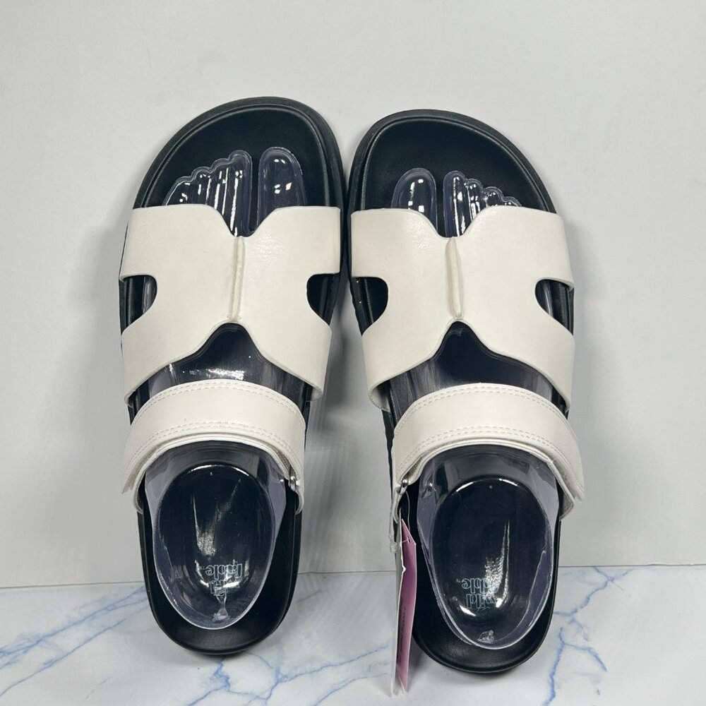 NWT Wild Fable Hayley White & Black Velcro Slip-on Sandal Ladies Size 8.5